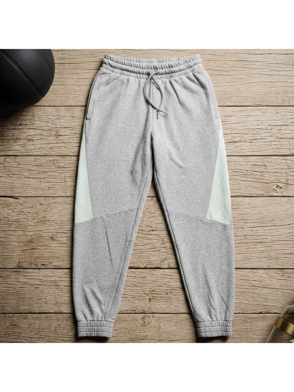 Adidas Men's Joggers Sweatpants Medium Grey White Tapered Cuffed Activewear